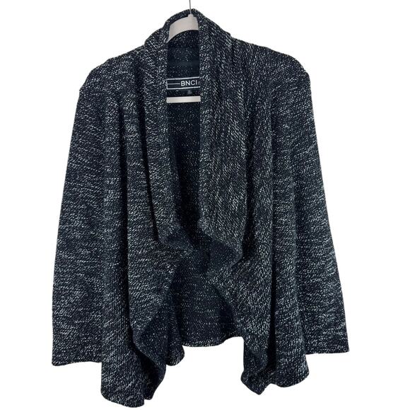 BNCI By Blac Noir Black Heather Asymmetrical Cotton Blend Open Cardigan Size XL - Picture 1 of 7